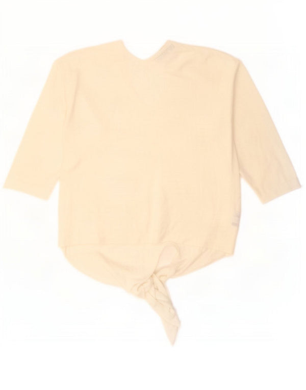 Blusa feminina Marks & Spencer manga 3/4 Reino Unido 16 grande viscose off white