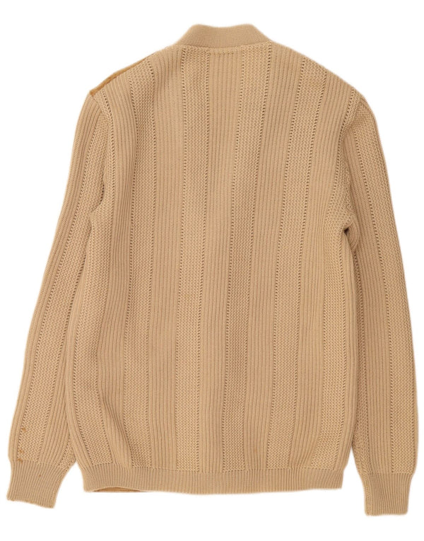 Suéter cardigã masculino vintage IT 50 couro bege médio