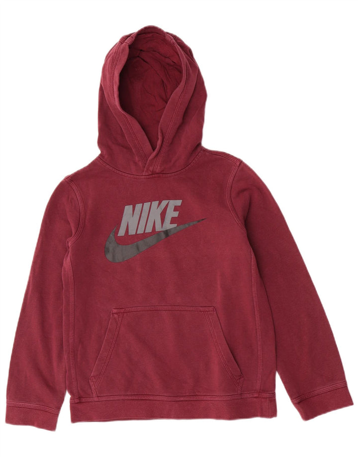 Jumper com capuz gráfico Nike Boys 10-11 anos médio marrom algodão