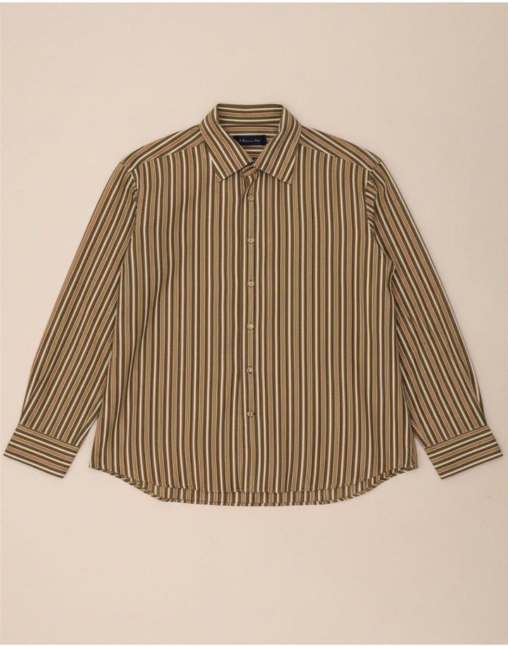 Camisa masculina Grant Fit MASSIMO DUTTI XL algodão listrado verde