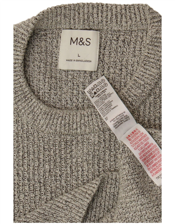 Suéter masculino Marks & Spencer com gola redonda, grande poliamida cinza