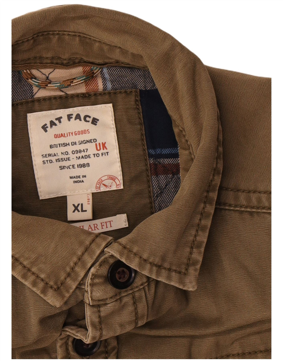 Jaqueta utilitária masculina Fat Face Regular Fit Reino Unido 42 XL algodão marrom
