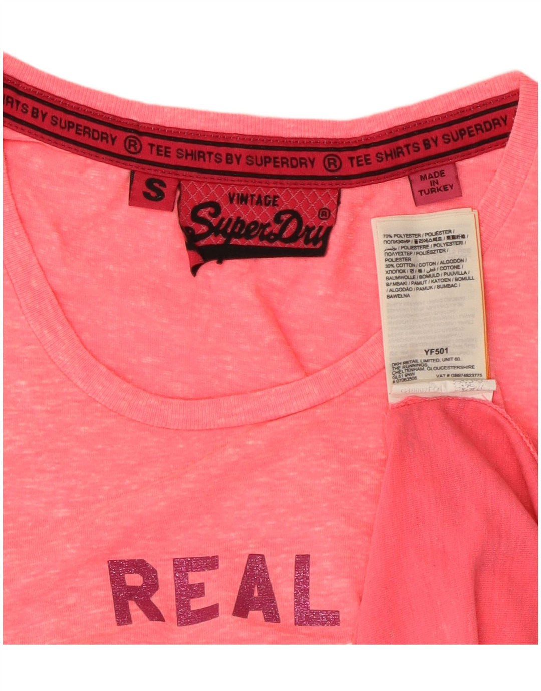 Camiseta feminina Superdry com estampa gráfica UK 8 pequena rosa tie-dye poliéster
