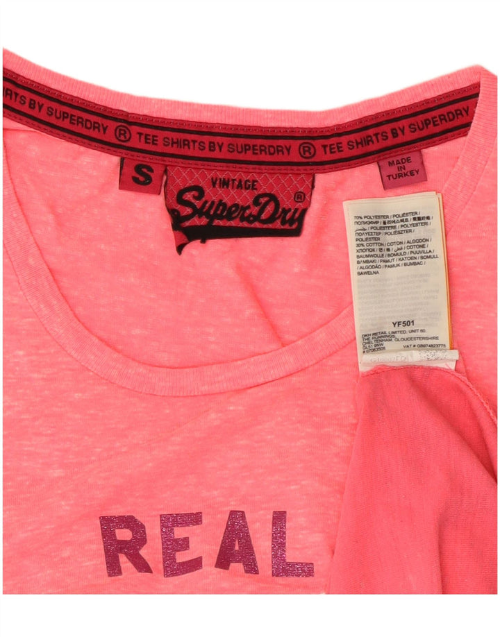 Camiseta feminina Superdry com estampa gráfica UK 8 pequena rosa tie-dye poliéster