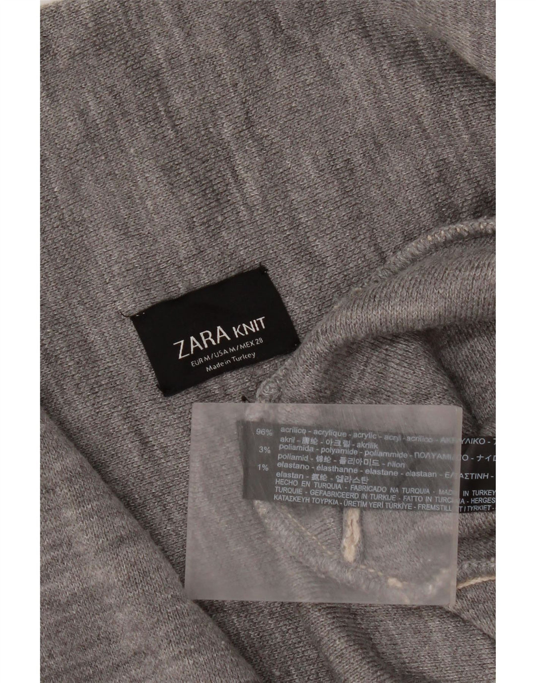Suéter cardigan assimétrico masculino Zara Reino Unido 14 bloco colorido bege médio