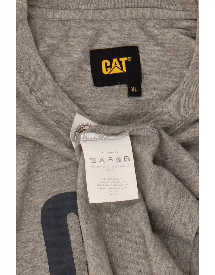 Camiseta gráfica masculina CAT Top XL algodão cinza