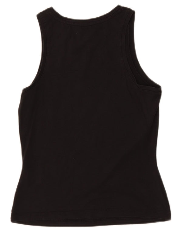 Adidas Womens Graphic Vest Top UK 8/10 Pequeno Algodão Preto