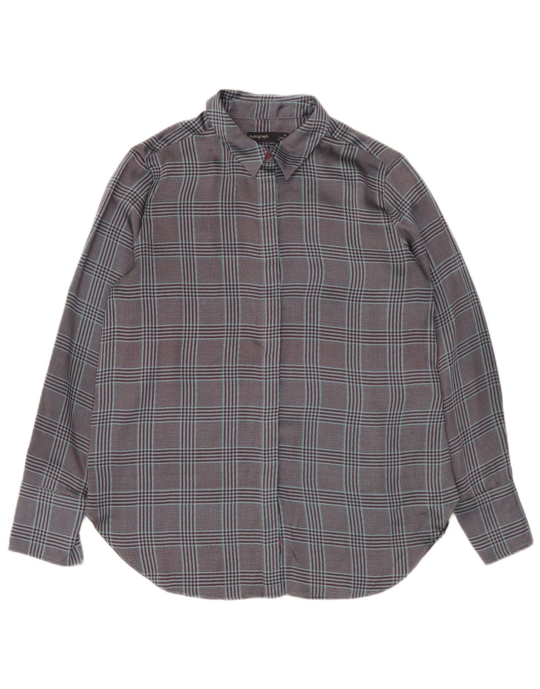 Camisa oversized feminina Marks & Spencer Reino Unido 10 poliéster xadrez azul pequeno