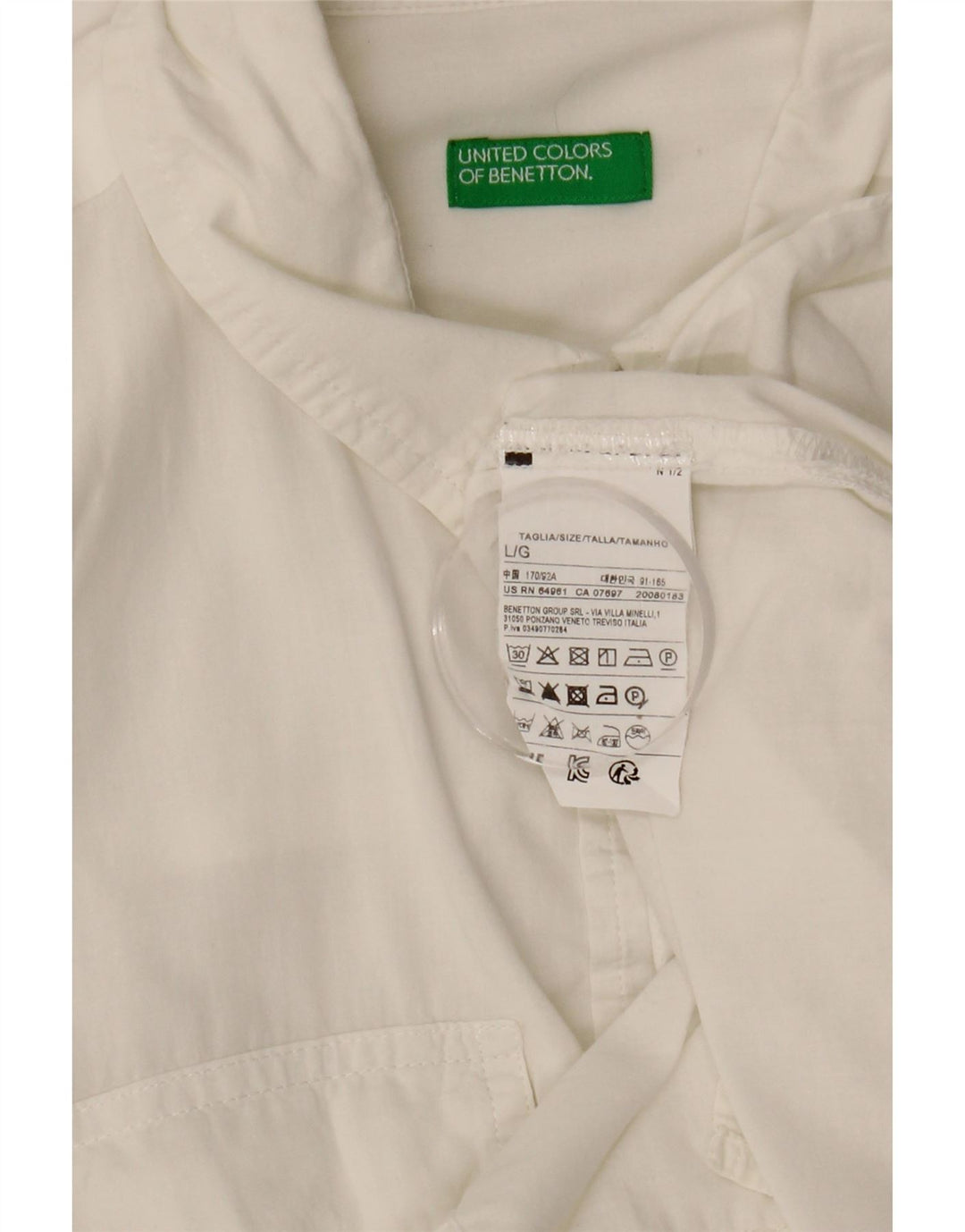 Camisa feminina oversized BENETTON Reino Unido 16 grande algodão branco