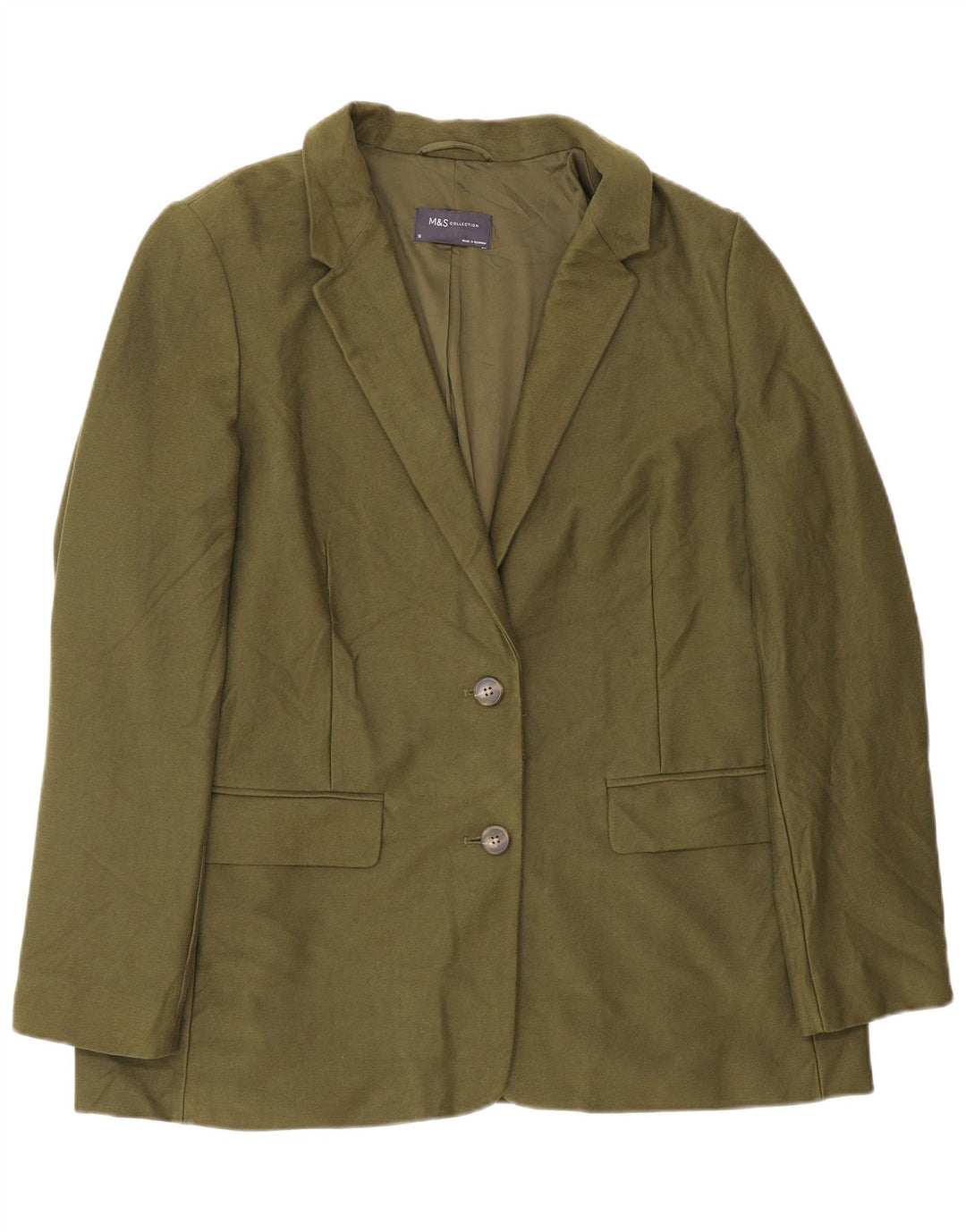 Jaqueta blazer feminina de 2 botões Marks & Spencer UK 18 XL algodão cáqui