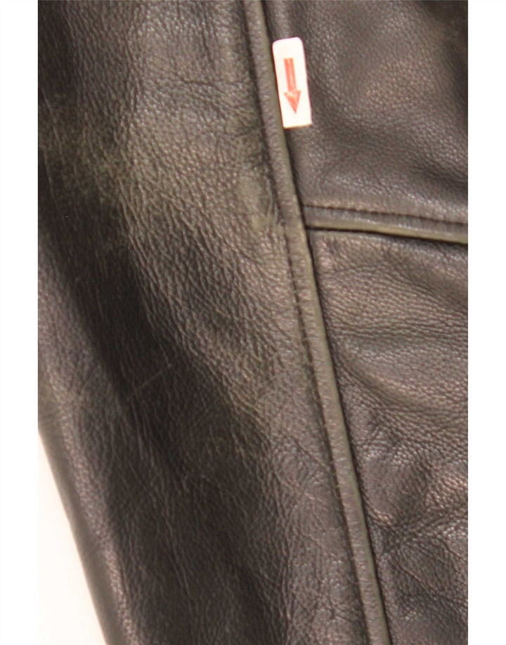 Jaqueta de couro militar masculina vintage UK 42 XL preta