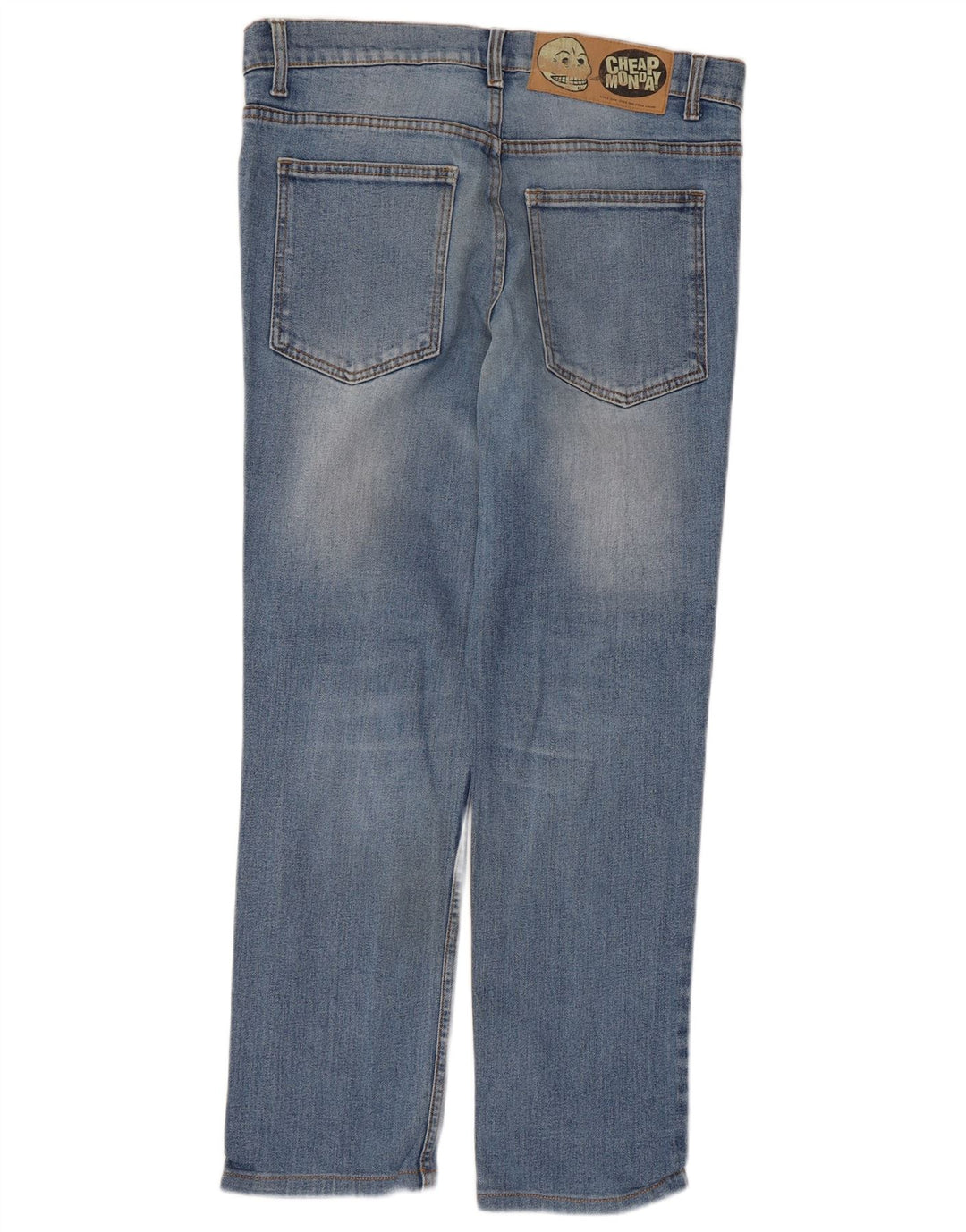 Jeans retos masculinos baratos de segunda-feira W36 L27 algodão azul