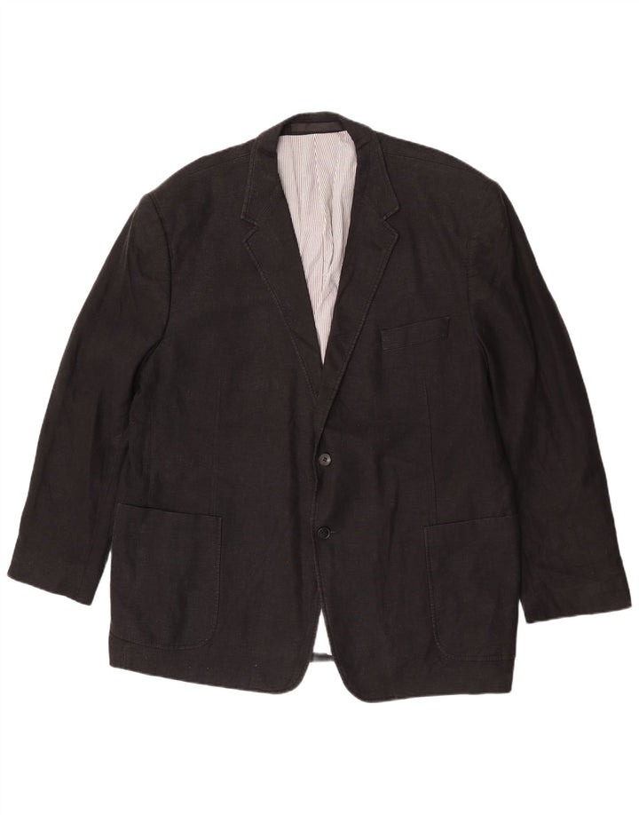 Jaqueta blazer masculina de 2 botões Marks & Spencer Reino Unido 48 2XL linho preto