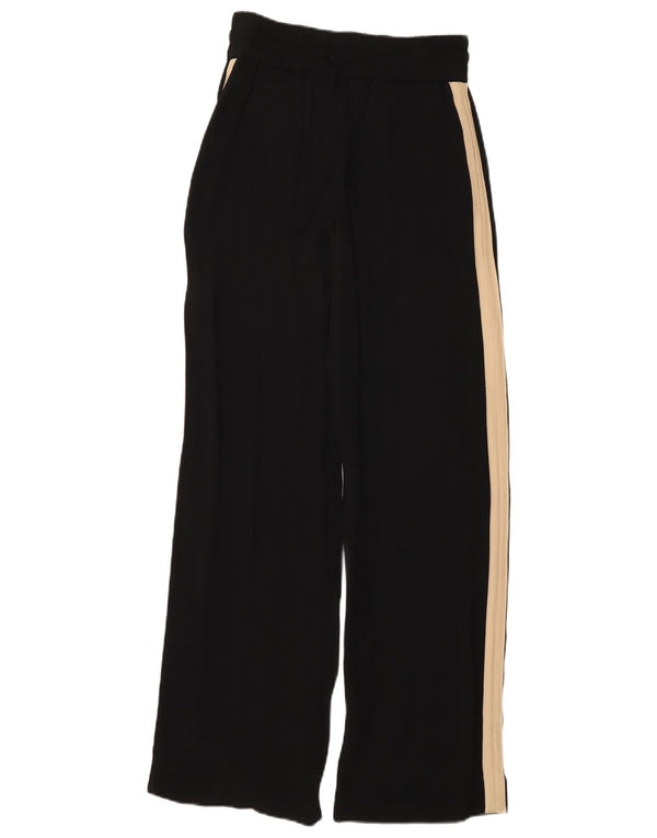 Calça feminina Reiss cintura alta com pernas largas Reino Unido 6 XS W26 L30 preto colorblock