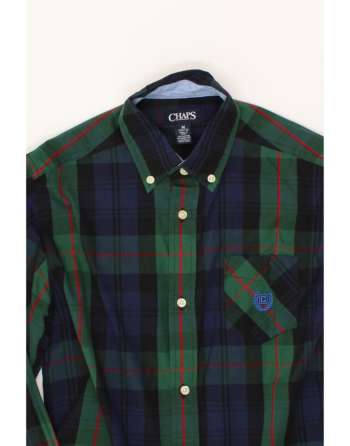 CHAPS Boys Shirt 10-11 Years Medium Green Check Cotton Vintage Chaps and Second-Hand Chaps from Messina Hembry 
