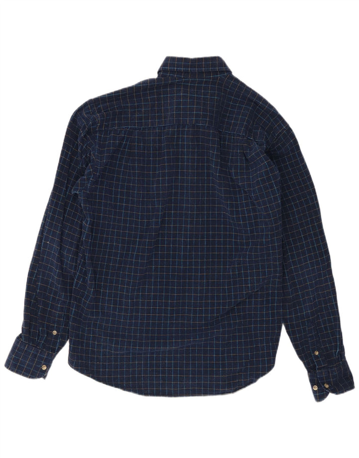 Camisa masculina Sergio Tacchini grande algodão xadrez azul marinho