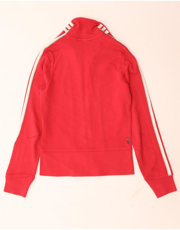 Adidas Womens Tracksuit Top Jacket UK 8 Pequeno Algodão Vermelho