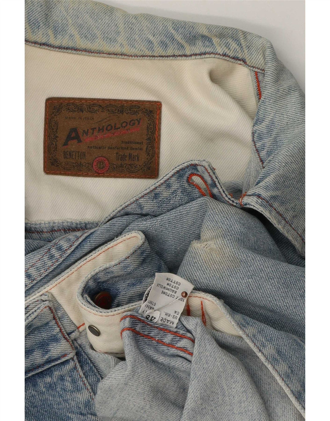 Jaqueta jeans feminina Benetton IT 48 XL azul algodão