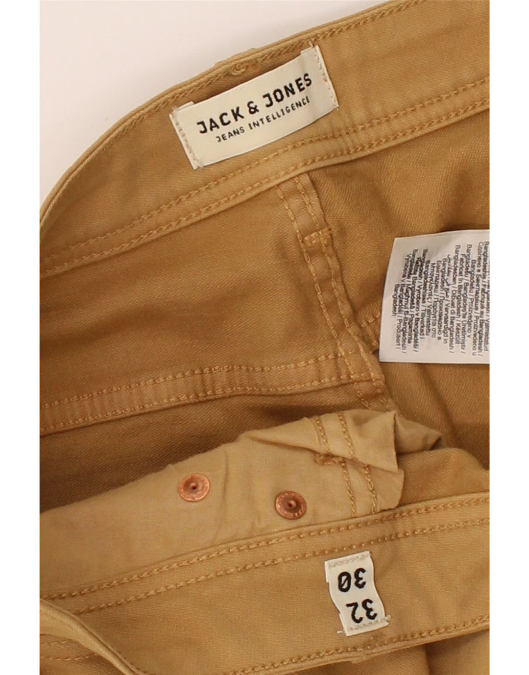 JACK & JONES Mens Slim Casual Trousers W32 L30 Brown Cotton Vintage Jack & Jones and Second-Hand Jack & Jones from Messina Hembry 