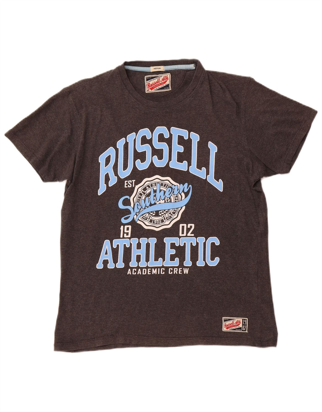 Camiseta gráfica masculina RUSSELL ATLÉTICO cinza médio algodão