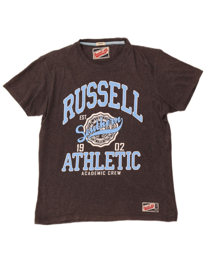 Camiseta gráfica masculina RUSSELL ATLÉTICO cinza médio algodão