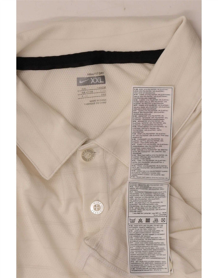 Camisa polo masculina Nike UK 47/48 2XL poliéster listrado branco
