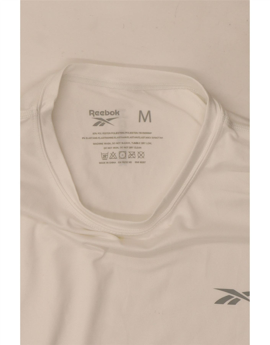 Camiseta masculina Reebok Top médio branco poliéster