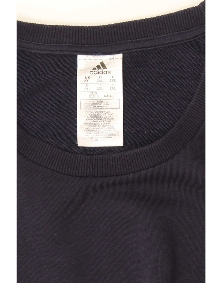 Adidas Mens Moletom Jumper 2XL Algodão Azul Marinho