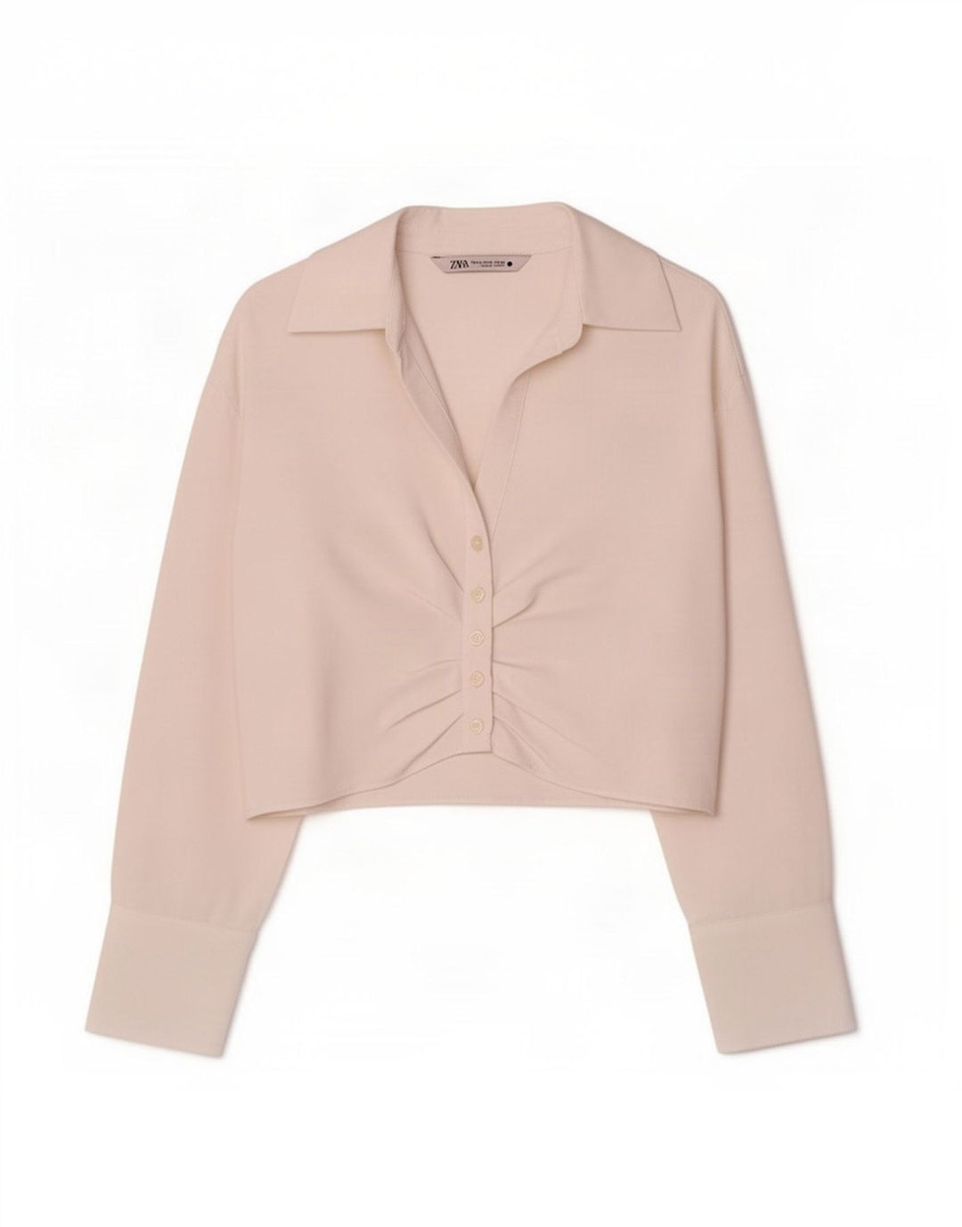Blusa feminina Zara Crop Shirt UK 6 XS Branco