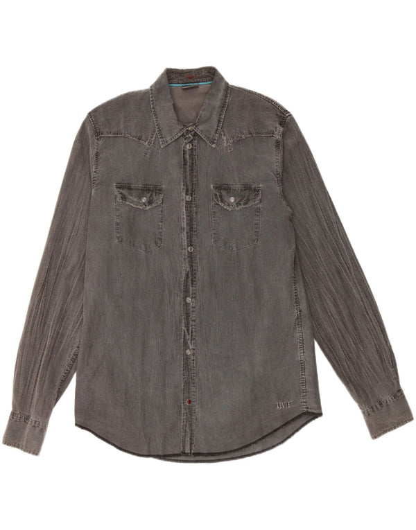 Camisa masculina LEVI'S grande algodão cinza