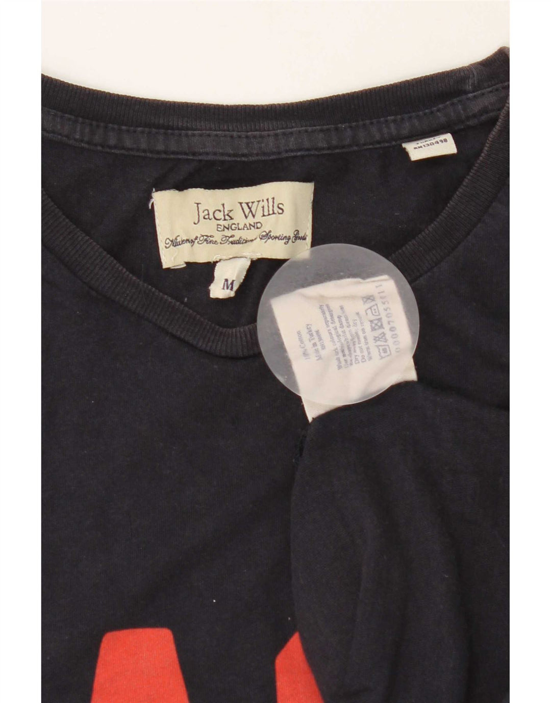 Camiseta gráfica masculina Jack Wills Top médio algodão azul marinho