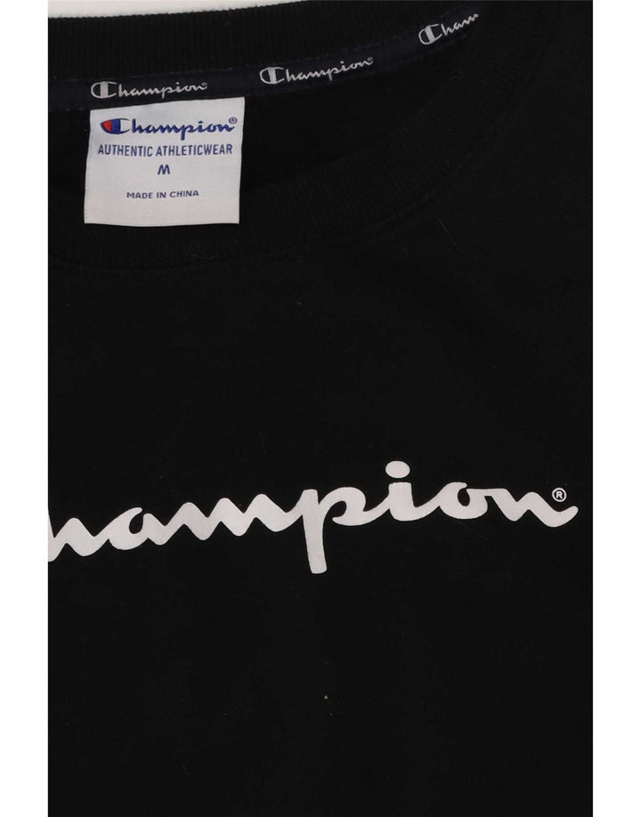 Champion feminino gráfico moletom jumper UK 14 médio algodão preto
