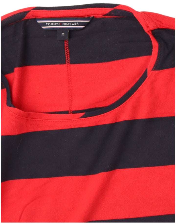 Tommy Hilfiger Camiseta Feminina Top UK 12 Médio Listrado Vermelho