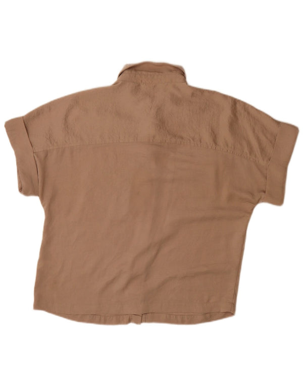 Blusa feminina de manga curta Marks & Spencer Reino Unido 10 pequena marrom