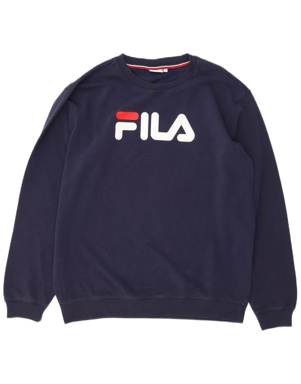 FILA Mens Graphic Sweatshirt Jumper XL Azul Marinho Algodão