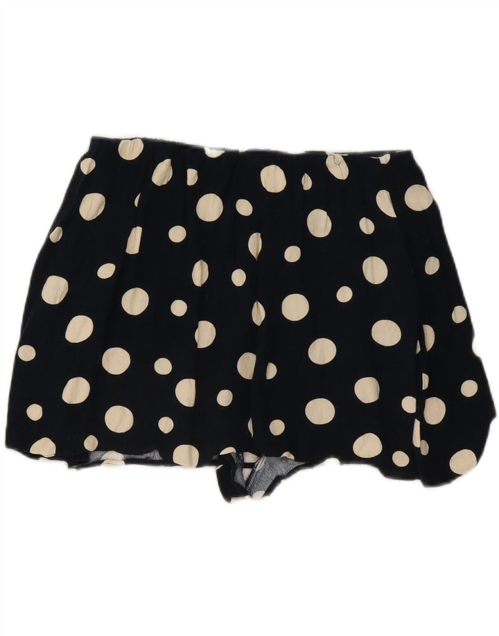 Zara Shorts feminino casual grande W32 preto bolinhas viscose