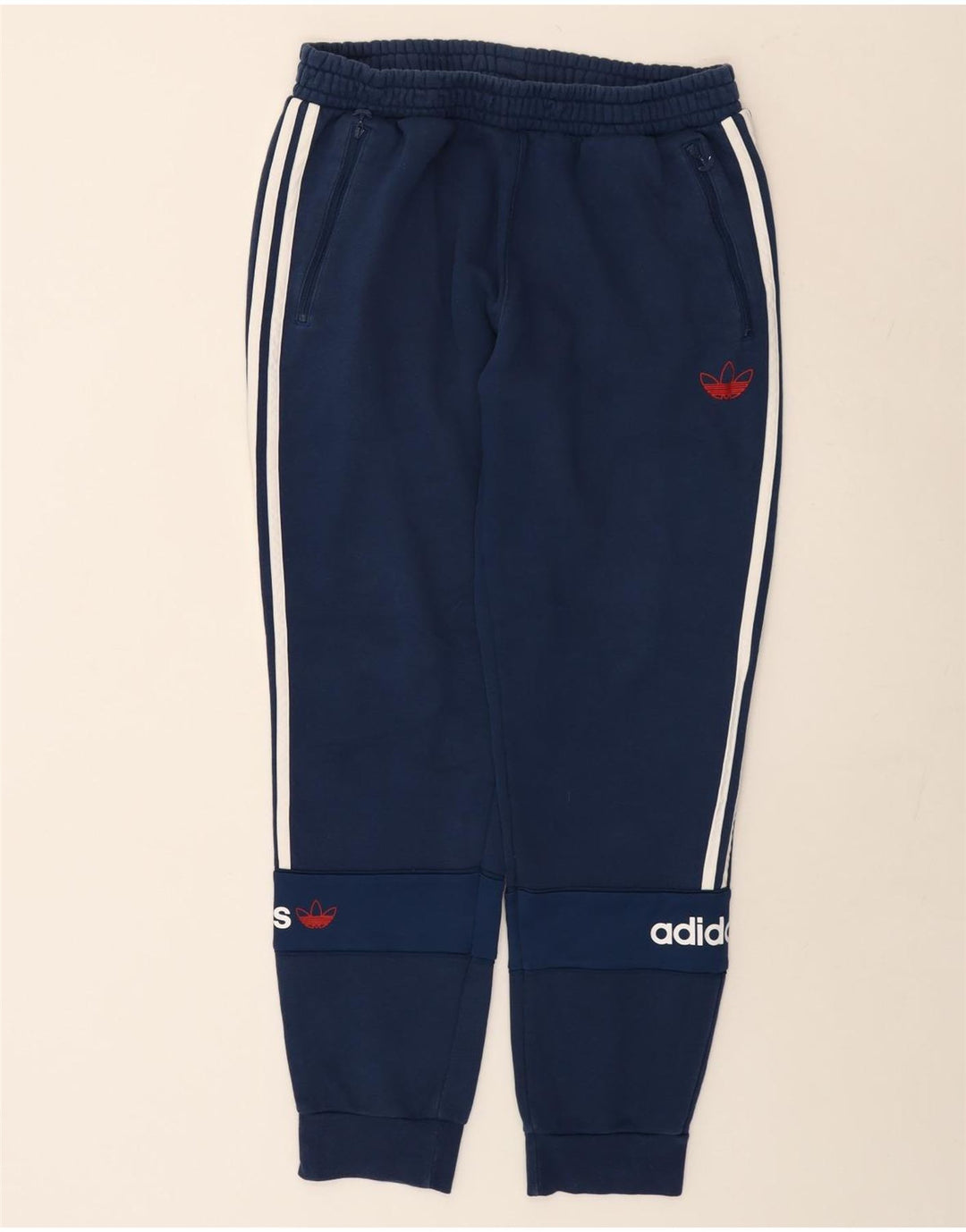 Adidas masculino gráfico calças de treino joggers médio azul marinho