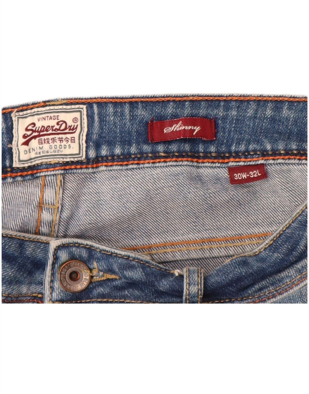 Jeans skinny feminino SUPERDRY W30 L32 algodão azul