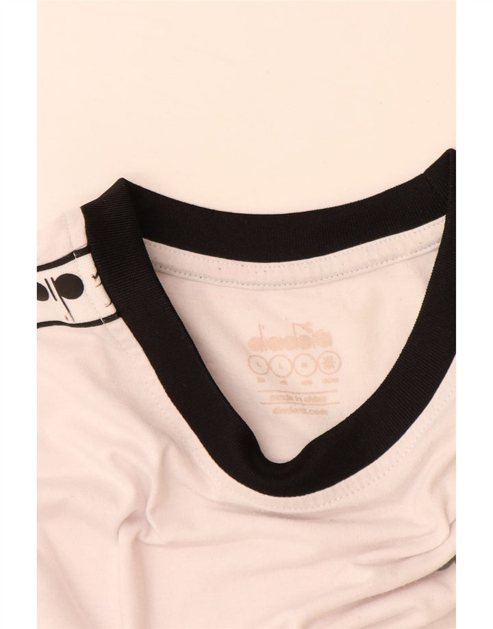 Camiseta masculina gráfica DIADORA Top grande de algodão branco