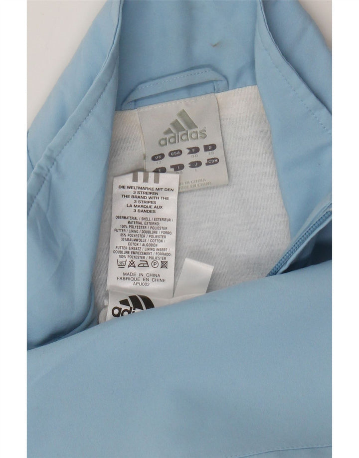 Adidas Womens Tracksuit Top Jacket UK 12 Médio Azul Poliéster