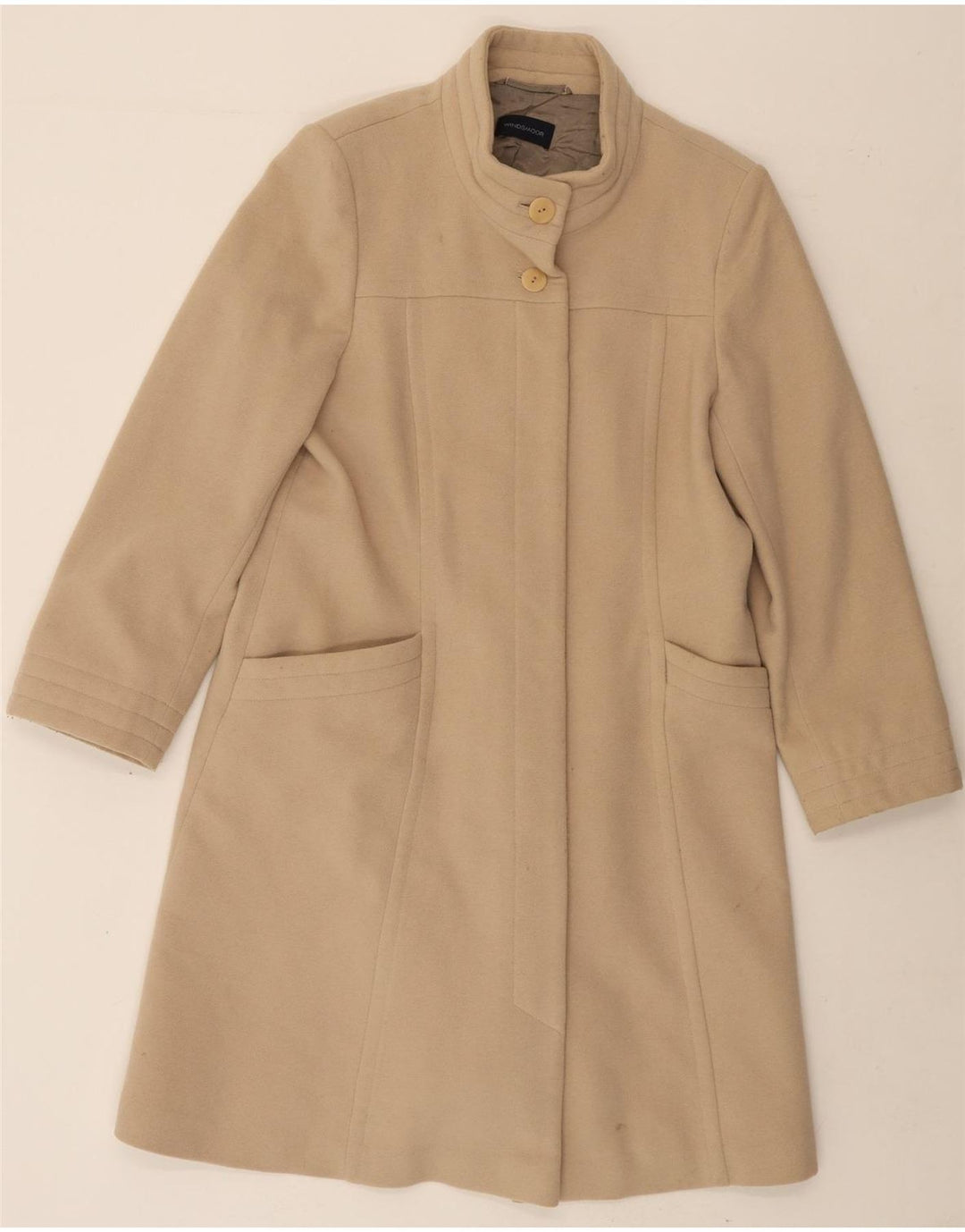 WINDSMOOR Womens Overcoat UK 16 Large Beige Wool Vintage Windsmoor and Second-Hand Windsmoor from Messina Hembry 