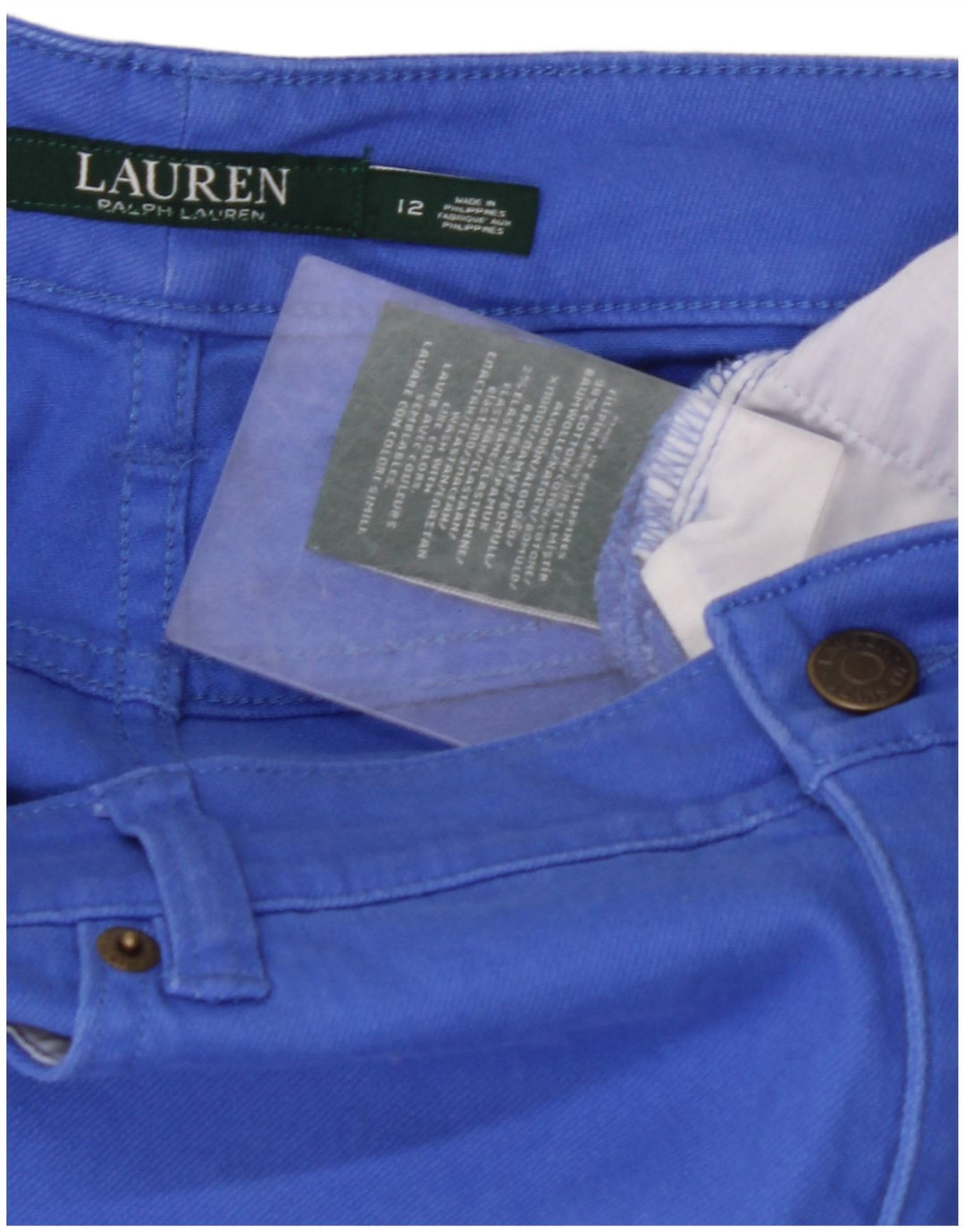 Jeans slim feminino RALPH LAUREN EUA 12 grande W34 L32 algodão azul