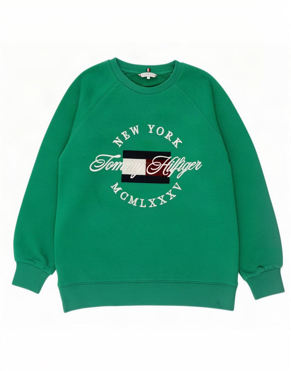 Tommy Hilfiger moletom gráfico masculino jumper pequeno algodão verde
