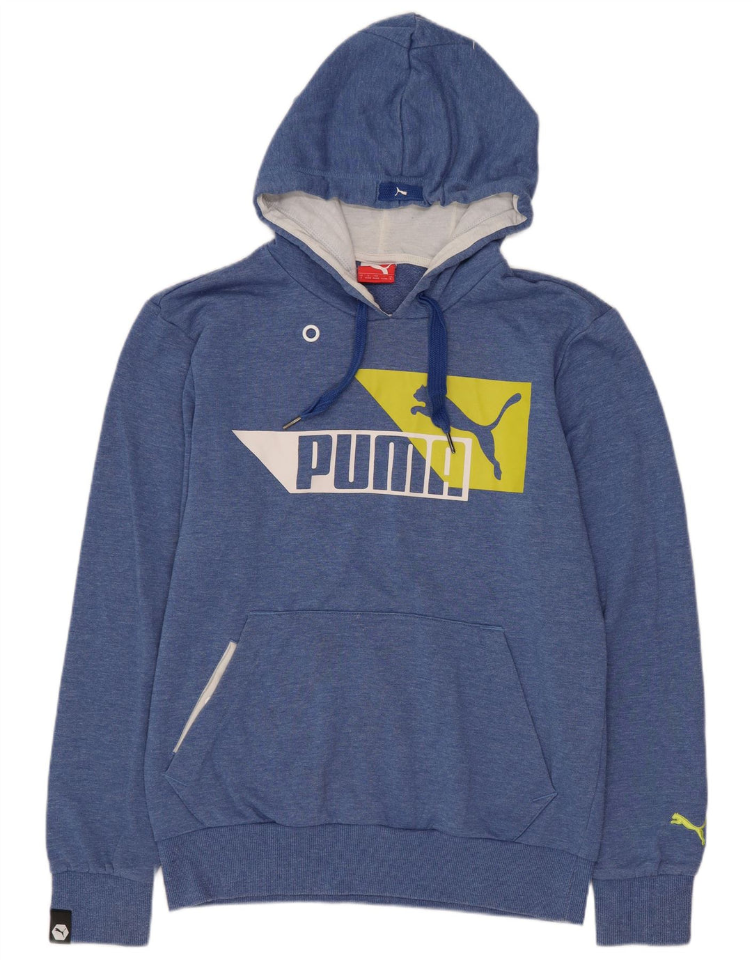 Puma masculino gráfico moletom com capuz pequeno azul poliéster