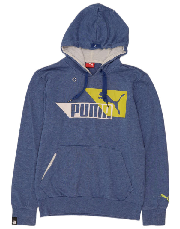 Puma Mens Graphic Hoodie Jumper Small Blue Polyester