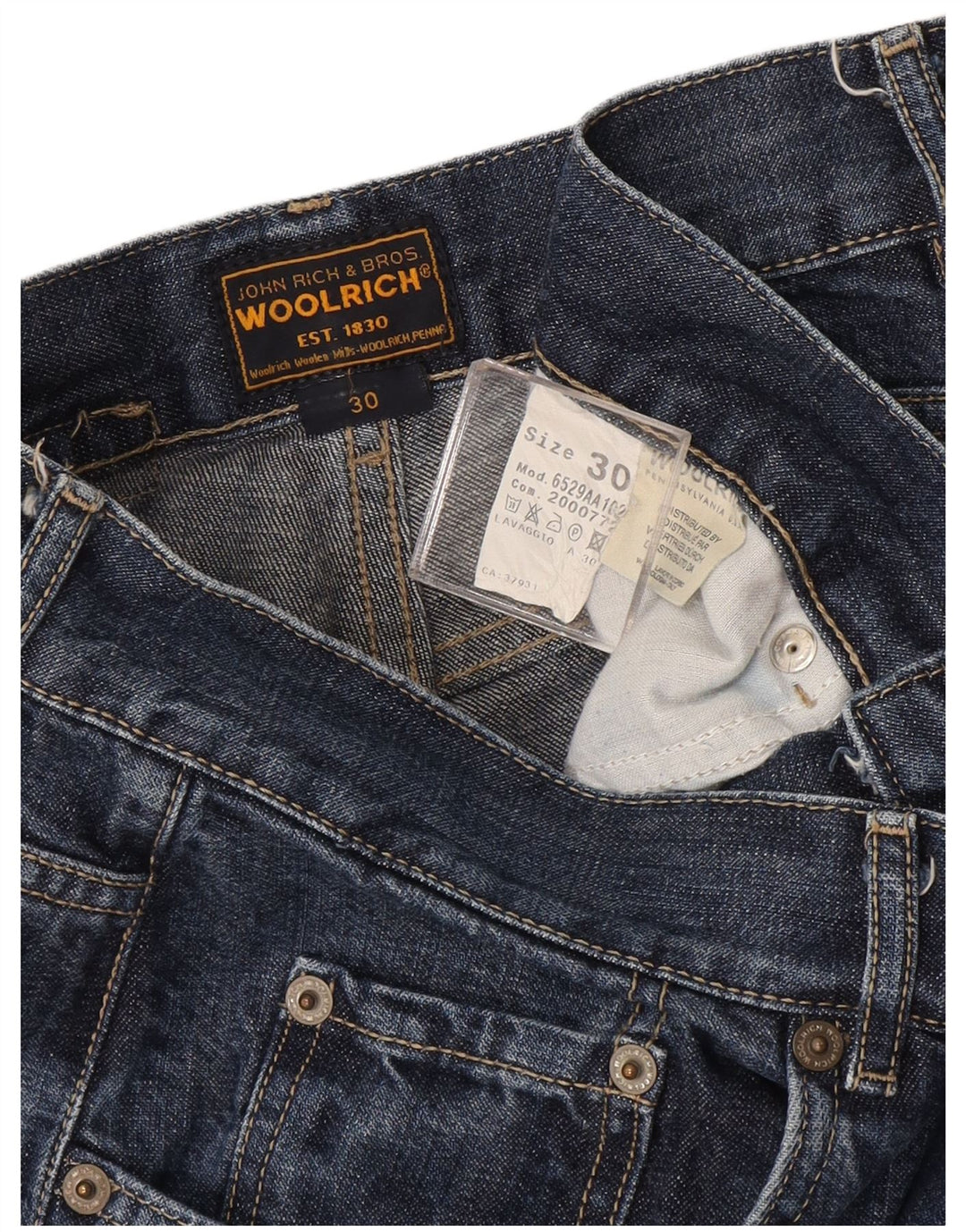 Jeans retos femininos Woolrich W30 L32 algodão azul