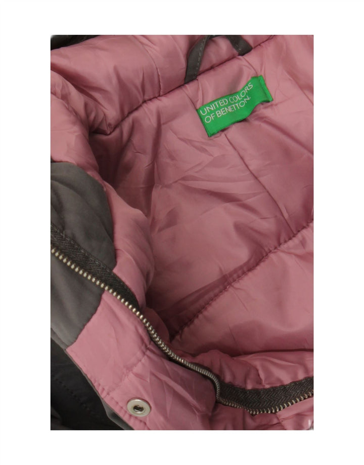 Casaco acolchoado com capuz feminino Benetton UK 14 grande cinza