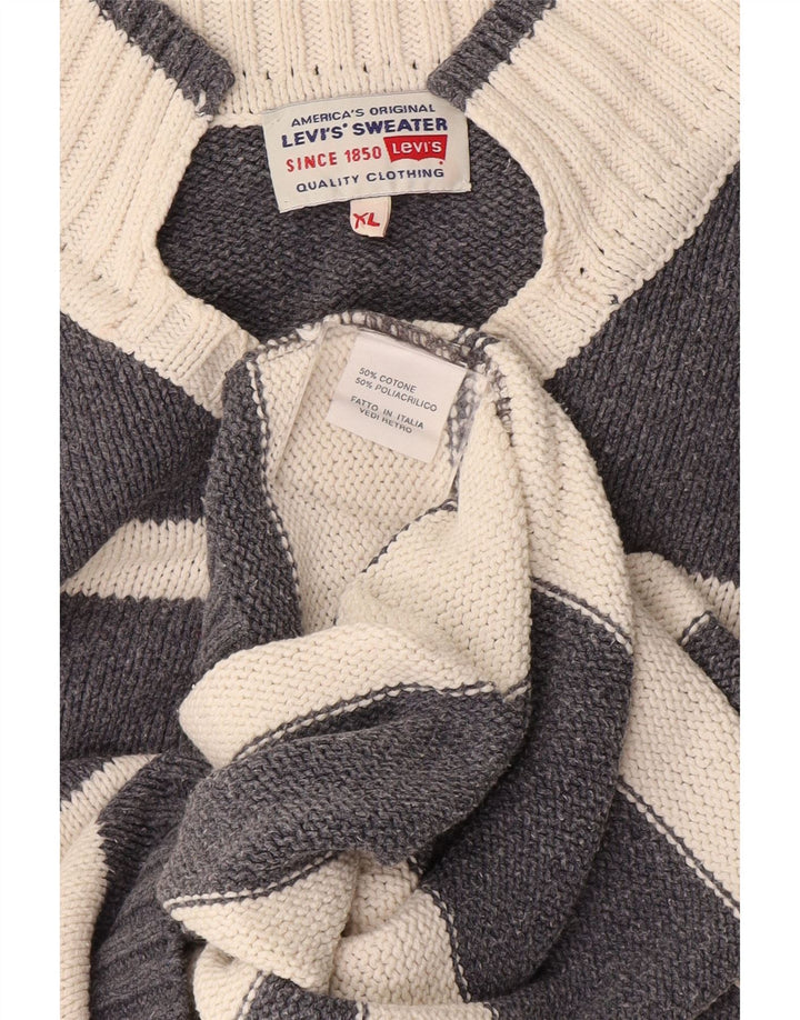 Suéter masculino Levi's com gola V e algodão listrado cinza XL