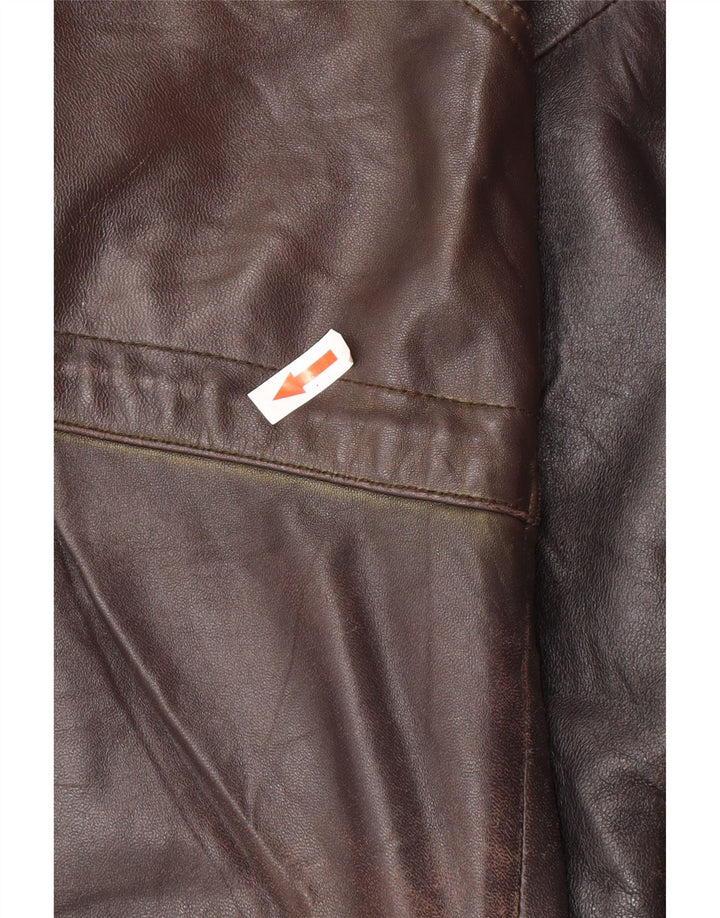 Jaqueta de couro masculina vintage UK 44 2XL couro preto