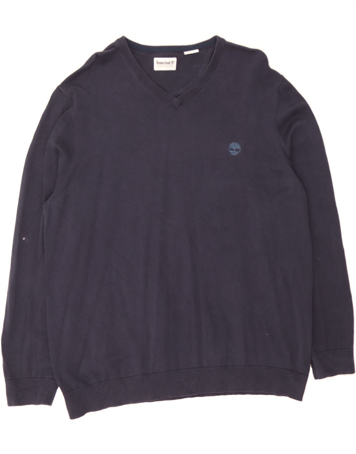 TIMBERLAND Womens V-Neck Jumper Sweater UK 20 2XL Navy Blue Cotton Vintage Timberland and Second-Hand Timberland from Messina Hembry 